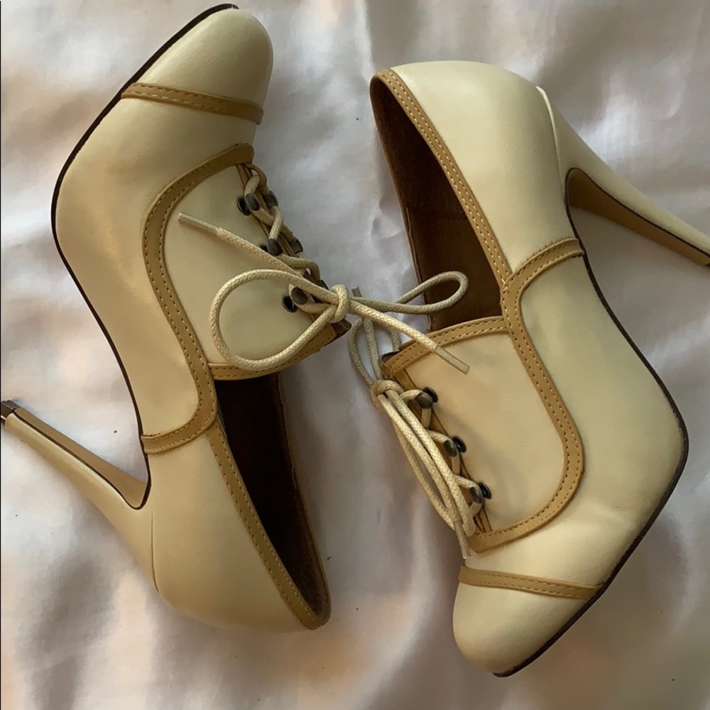 Tan heels with laces